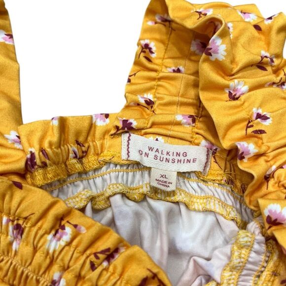 Walking on Sunshine Girls Yellow Floral Tank Top XL - Picture 2 of 2